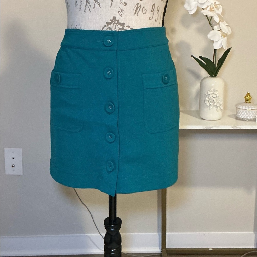 Banana Republic Teal Button-Front Skirt